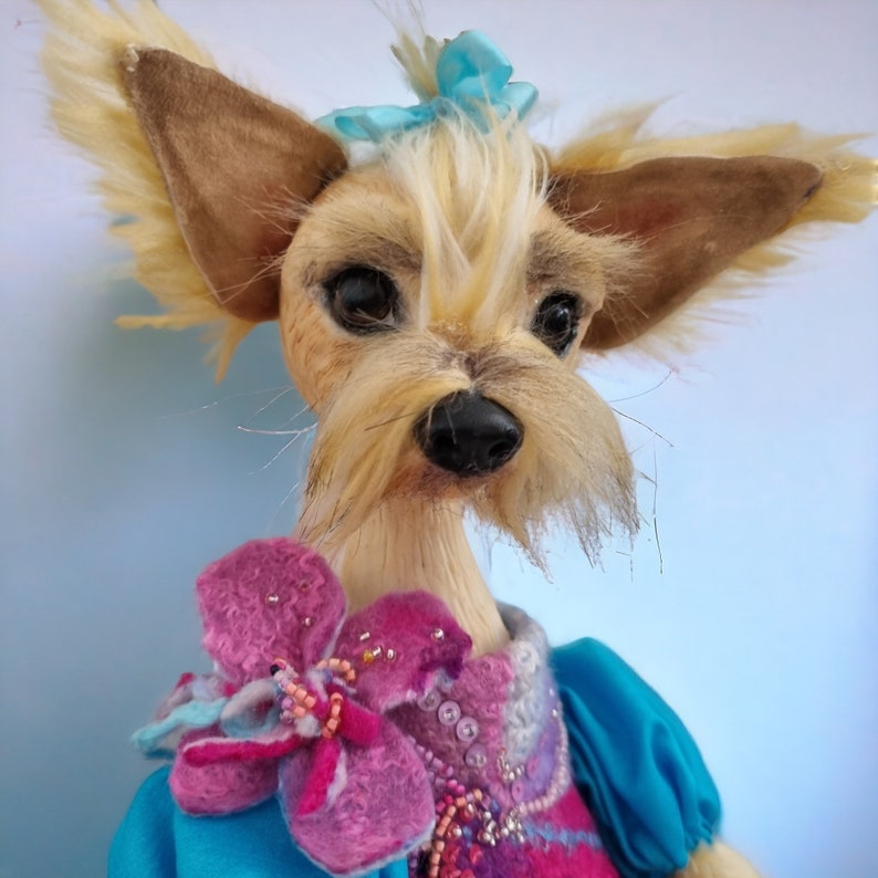 Yorkshire Terrier 13 Poseable art doll creature Dog memorial gift OOAK art doll animal Dog mom gift Bild 4