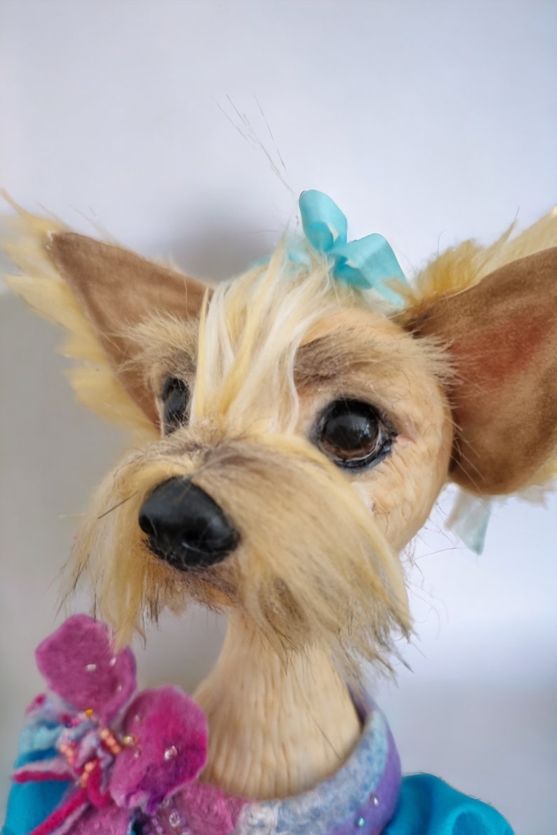 Yorkshire Terrier 13 Poseable art doll creature Dog memorial gift OOAK art doll animal Dog mom gift image 2