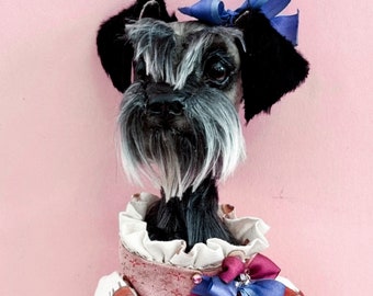 Schnauzer gifts OOAK doll Dog art doll animal Schnauzer ornament Poseable art doll creature In memory of Dog remembrance gift 15 inches/38cm