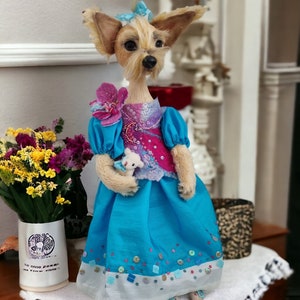 Yorkshire Terrier 13 Poseable art doll creature Dog memorial gift OOAK art doll animal Dog mom gift image 5