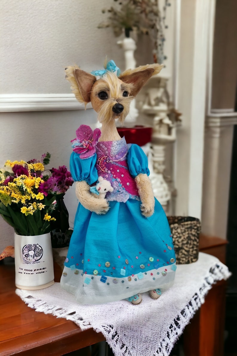 Yorkshire Terrier 13 Poseable art doll creature Dog memorial gift OOAK art doll animal Dog mom gift Bild 5