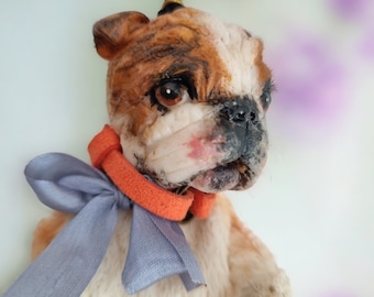 4" English bulldog mom gifts Dog ornament Poseable art doll creature Tiny doll  Dog remembrance gift OOAK art doll animal