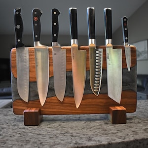 Black Walnut Magnetic Knife Rack: Magnetic Knife Organizer, Wooden Knife Holder, Magnetic Knife Block, Chef Knife Display