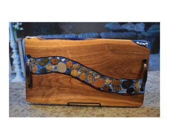 Petoskey Stone Charcuterie Board, Black Walnut