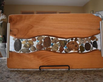 Wood Charcuterie Board, Petoskey Stone Gift, Kitchen decor, Father's Day Gift