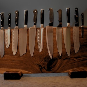 Handmade Black Walnut Magnetic Knife Rack, Kitchen Organizer