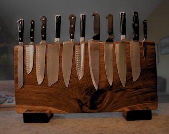 Handmade Black Walnut Magnetic Knife Rack, Kitchen Organizer