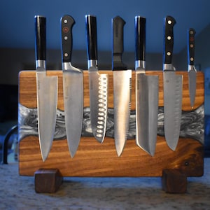Black Walnut Knife Rack, Knife Organizer, Wooden Knife Holder, Chef Display