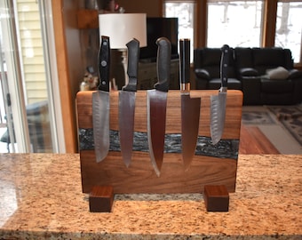 Wood Magnetic Knife Rack, Kitchen Storage, Knife Block, Father's Day Gift