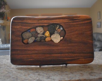 Petoskey Stone Charcuterie Board: Black Walnut Serving Tray, Housewarming Gift