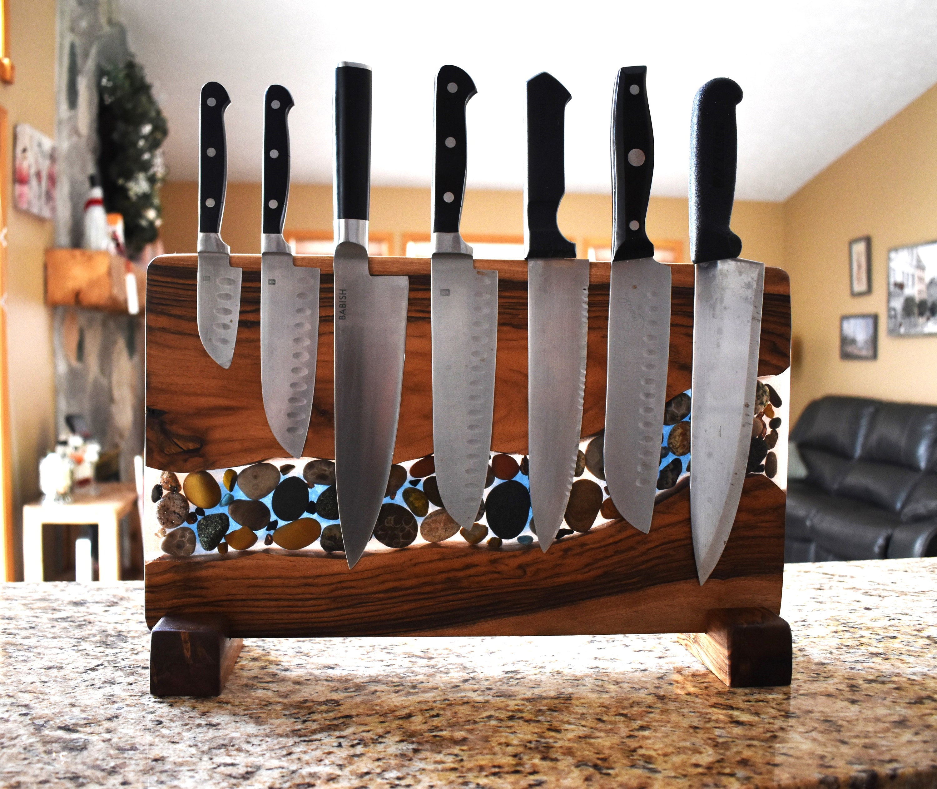 Magnetic Knife Rack, Knife Rack, Knife Storage, Epoxy Wood Magnetic ...