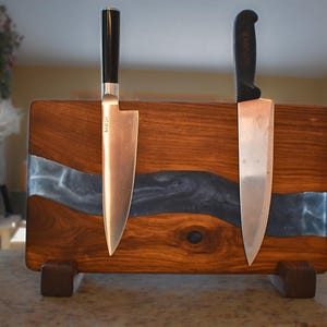 Resin Wood Magnetic Knife Organizer, Wooden Knife Holder, Magnetic Knife Strip, Chef Knife Display
