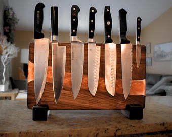 Magnetic Knife Rack,  Black Walnut Knife Storage