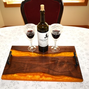 Charcuterie Serving Board. Wood serving board, Epoxy resin board, Cheese board, Black walnut board, Cutting Board, Live edge board,