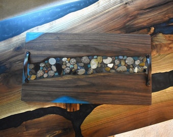 Petoskey Stone Charcuterie Board, Black Walnut Tray
