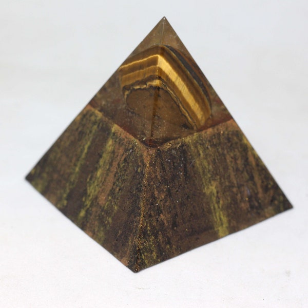 Small Orgonite Pyramid, Tiger Eye Pyramid,Orgone Energy,Emf mitigation,life force tool,qi tool,