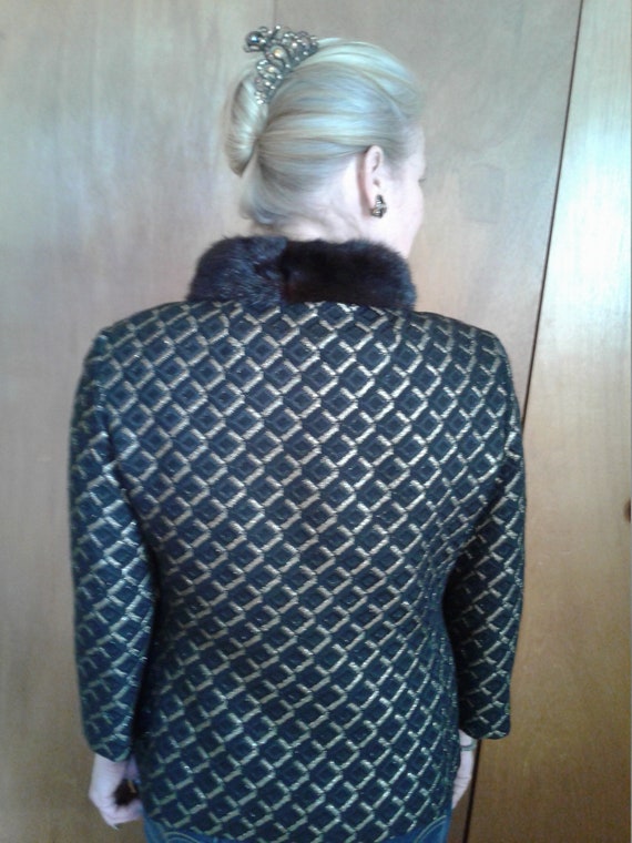 Vintage brocade black and gold jacket - image 2