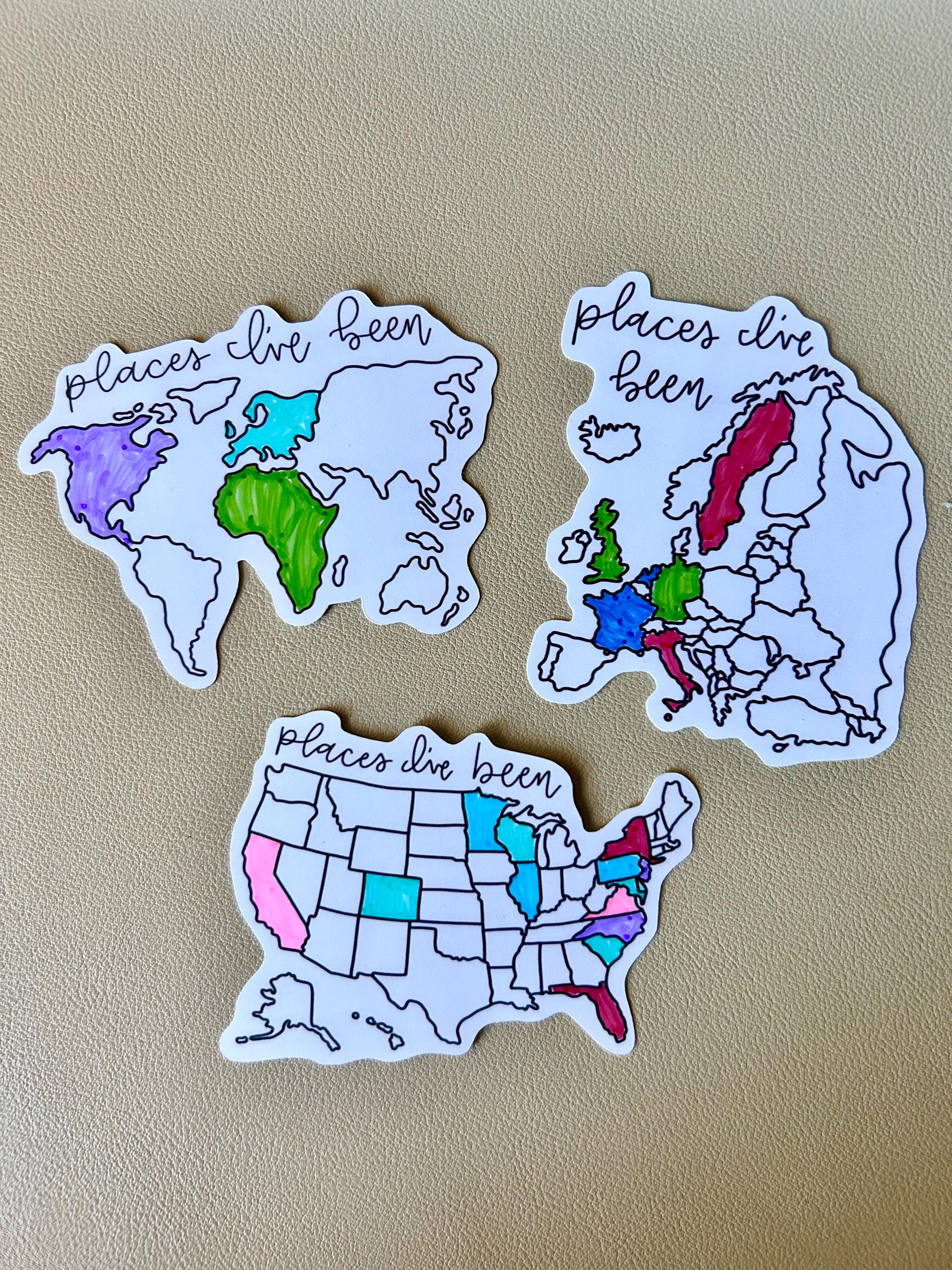 World Map Sticker - Travel Sticker - Places I’ve Been - Etsy