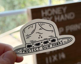 Protect Our Parks Sticker - Granola Girl - Flat Hat Sticker - Outdoors Sticker