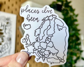 Pegatina de mapa de Europa - Pegatina de viaje - Pegatina de lugares que he visitado