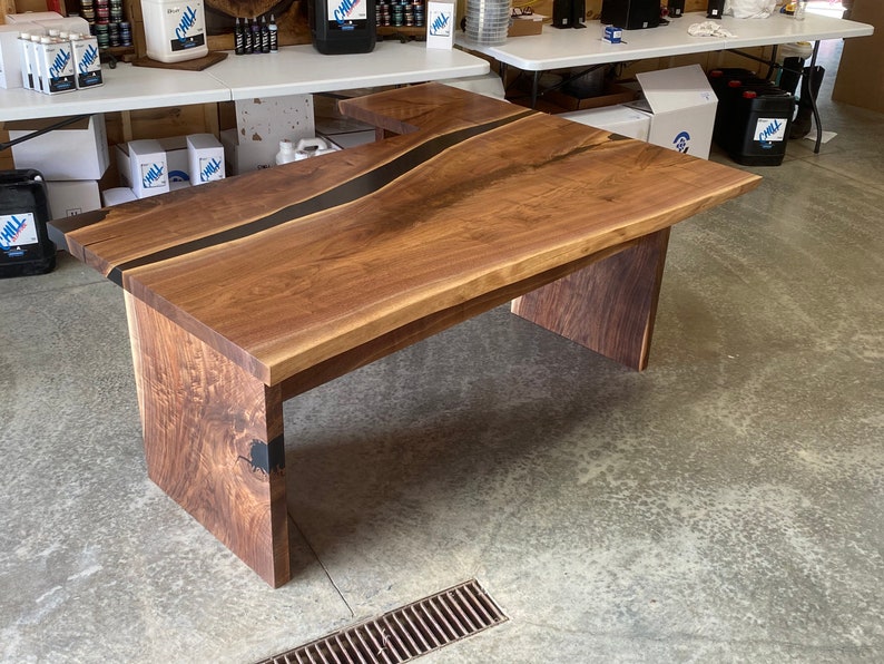 Black Walnut Epoxy River Desk / Resin Desk Etsy