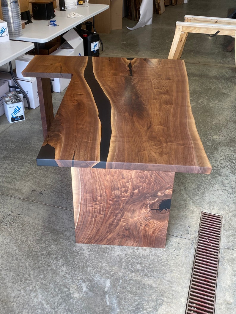 Black Walnut Epoxy River Desk / Resin Desk Etsy