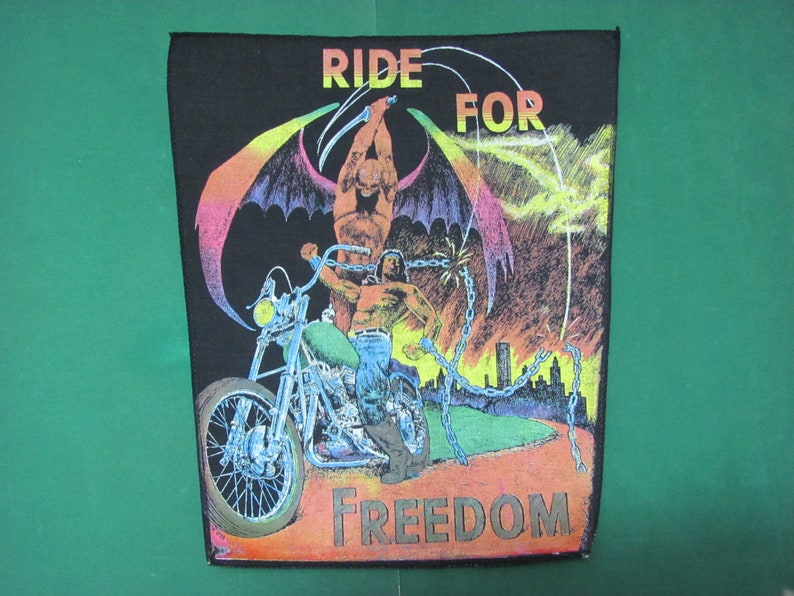 RARE Vintage Back Patch Biker Harley Davidson size Cm Back Patches fabric Original 1980 Ride For Freedom 24x31x36