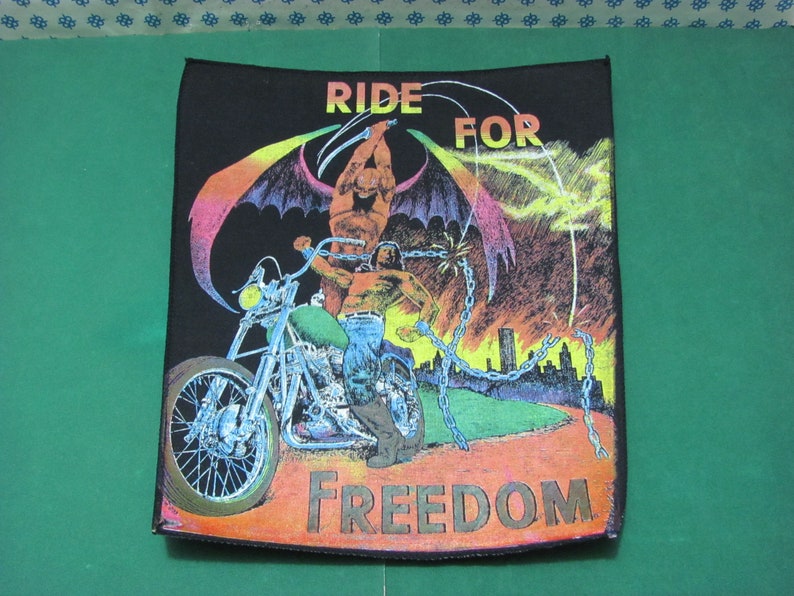 RARE Vintage Back Patch Biker Harley Davidson size Cm Back Patches fabric Original 1980 Ride For Freedom 24x31x36