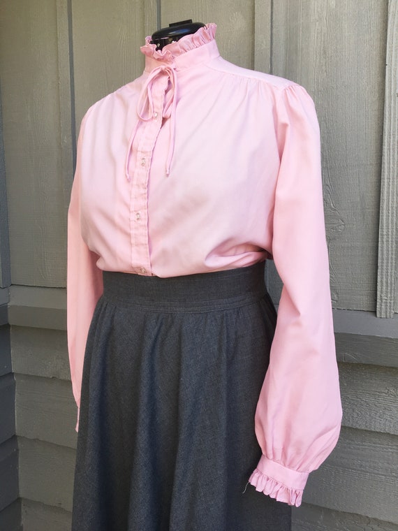 Vintage Late 1970s Pale Pink Faux-Edwardian Blous… - image 9