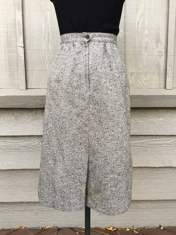Vintage 1980s Grey Tweed Wool Skirt - Women's Siz… - image 8