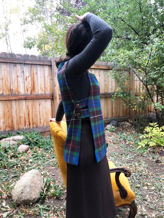 Vintage 1960s Tabard Style Plaid Vest - Women's S… - image 2