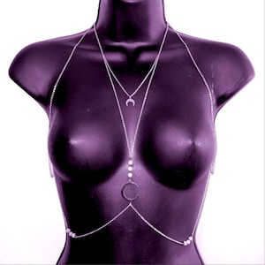 Double Crescent Moon Steel Chain Harness ChestPiece