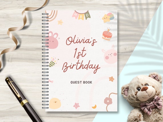 Personalised Toddler Birthday Guest Book, First Birthday Party Gift, 1st Birthday Keepsake, Personalised Baby Guest Book, Birthday Party