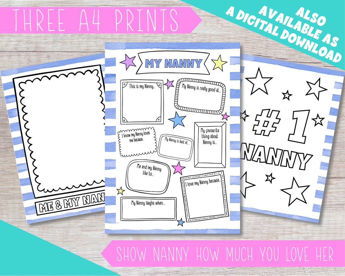 Colouring in Nanny Print Nanny Birthday Gift Nanny - Etsy UK