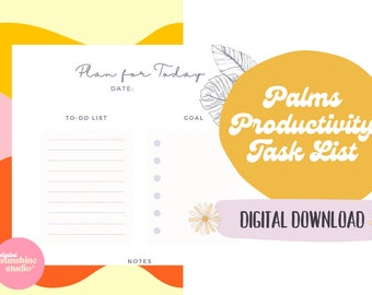 Palms Productivity Task List: To Do List, Printable To Do List & Note  Pages, Inserts | template | A4, Letter