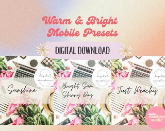 3 Lightroom Mobile Presets, Warm & Bright photography, LR preset, editing Filter, DNG blogger Lifestyle Instagram Theme