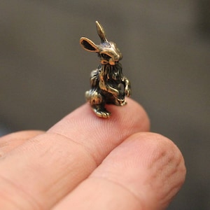 Jackrabbit Brass Small Animal Sculpture Handmade Collectible Figurine