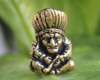 Native American Chief Indigenous Figurine Ornament With Peace Pipe Handmade Collectible Art Small Sculpture