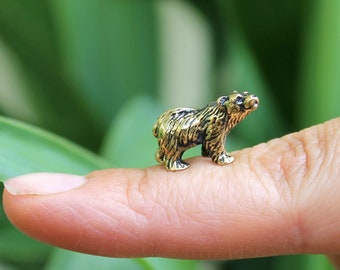 Handmade Brass Bear Figurine: Tiny Collectible Animal Figure
