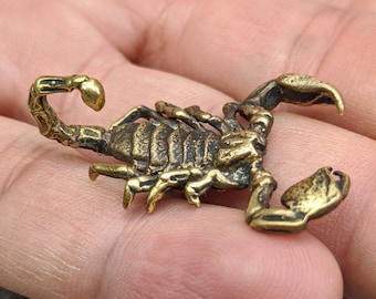 Scorpion Figurine Handmade Brass Miniature Collectible Small Animal Ornament Sculpture Vintage Insect Figure