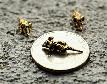 3 pcs Mouses Small Brass Animal Figurine Trinket Miniature