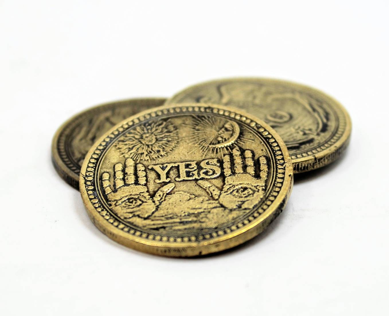 Yes/No Brass Flipping Coin Question Answer Token Collectible Lucky Ho…