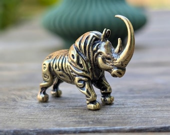 Rhino Miniature Ornamental Animal Small Rhinoceros Figurine Totem