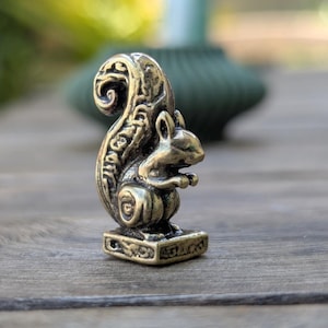 Energetic Brass Squirrel Totem Miniature Sculpture Figurine Ornament - Handmade Agile Spirit Decor USA