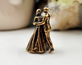 Dancing Couple Brass Miniature Sculpture Collectible Figurine Small Metal Statuette