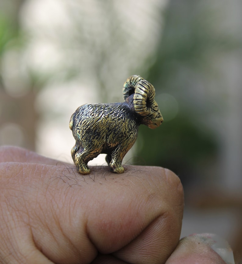 Ram Figure Brass Hand-carved Collectible Tiny Animal Sculpture Vintage ...