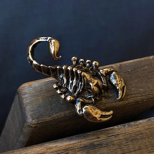 Brass Scorpion Figurine Handmade Scorpio Zodiac Miniature Collectible Small Animal Ornament Sculpture