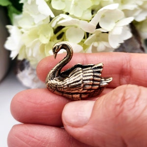 Swan Figurine Brass Bird Collectible Ornament Handmade Small Sculpture