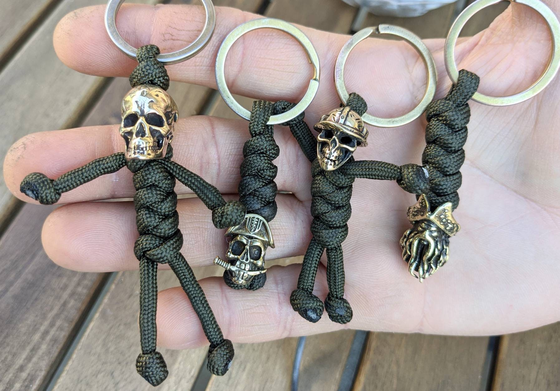 Paracord Bead Brass Keychain With Keyring Handmade DIY Zipper Etsy