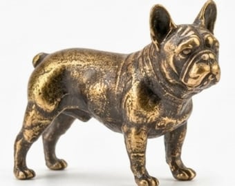 French Bulldog Miniature Handcrafted Solid Brass Antiqued Patina Dog Figurine